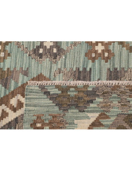 Rug Kilim Afghanistan 87x290 Dusty Teal Brown