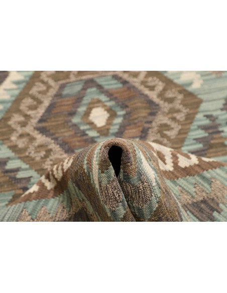 Rug Kilim Afghanistan 87x290 Dusty Teal Brown