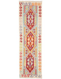 Tappeto Kilim Afghanistan 81x287 Crema Rosso