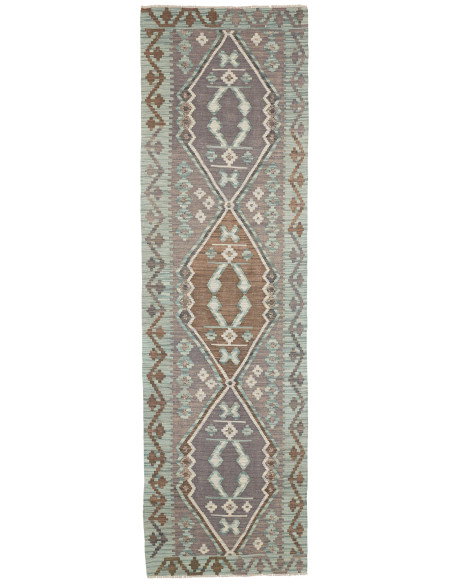 Rug Kilim Afghanistan 84x295 Teal Grey-brown