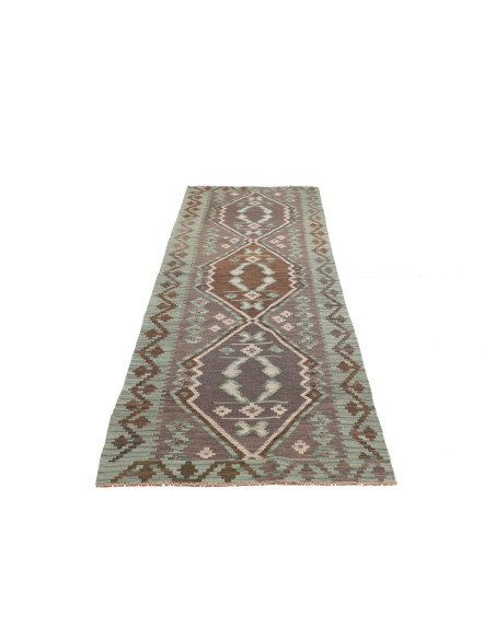 Tappeto Kilim Afghanistan 84x295 Verde Acqua Gr