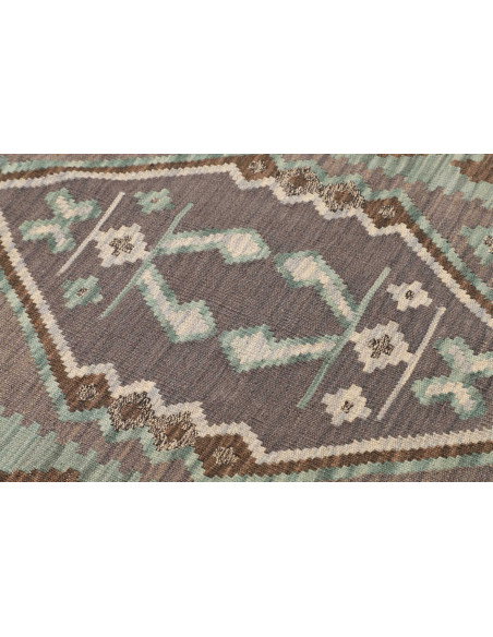 Rug Kilim Afghanistan 84x295 Teal Grey-brown