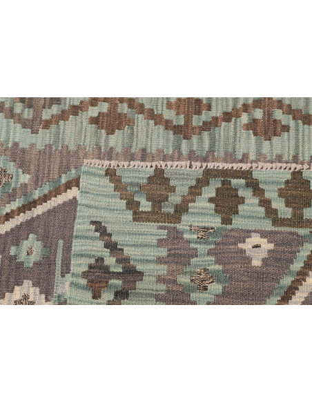 Tappeto Kilim Afghanistan 84x295 Verde Acqua Gr