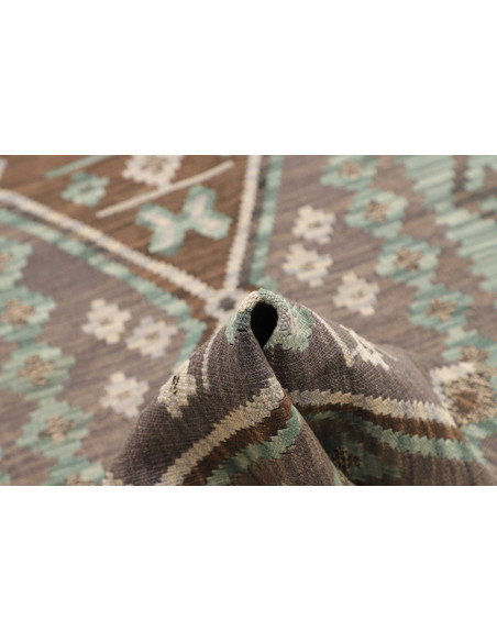 Tappeto Kilim Afghanistan 84x295 Verde Acqua Gr