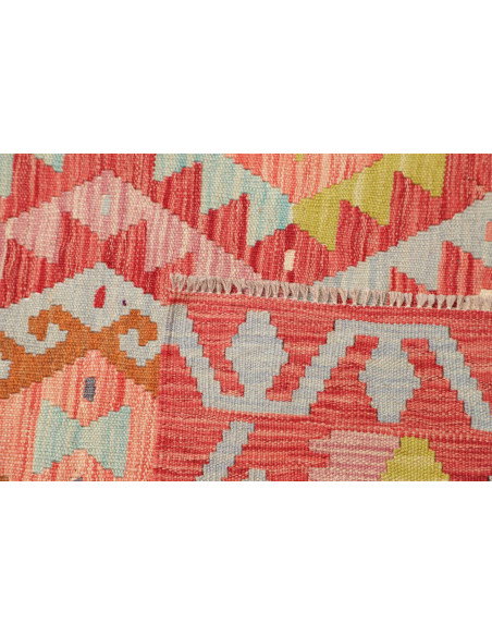 Rug Kilim Afghanistan 80x245 Terracotta Red Blu