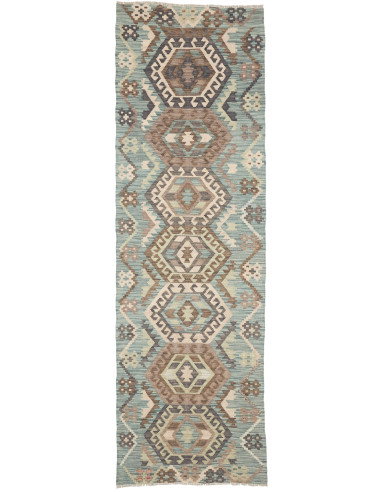 Rug Kilim Afghanistan 86x285 Muted Teal Brown
