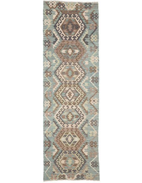 Rug Kilim Afghanistan 86x285 Muted Teal Brown