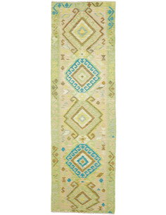 Tappeto Kilim Afghanistan 87x294 Verde Chiaro B