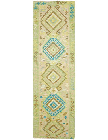 Tappeto Kilim Afghanistan 87x294 Verde Chiaro B