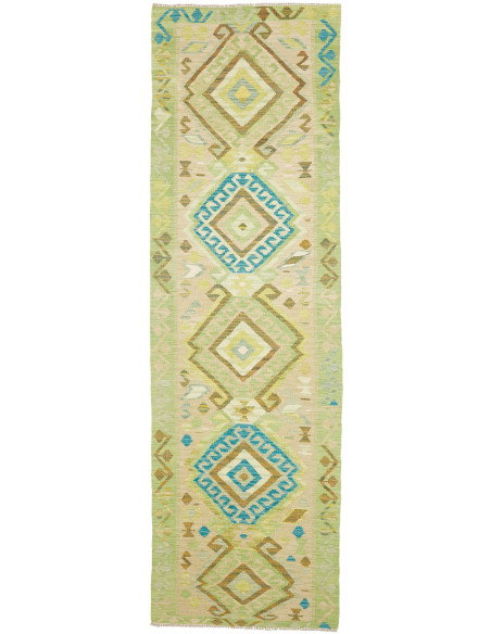 Rug Kilim Afghanistan 87x294 Light Green Beige