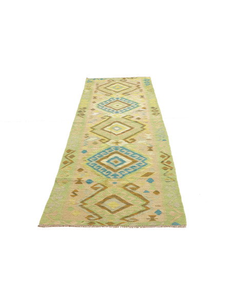 Tappeto Kilim Afghanistan 87x294 Verde Chiaro B