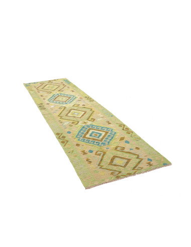 Tappeto Kilim Afghanistan 87x294 Verde Chiaro B