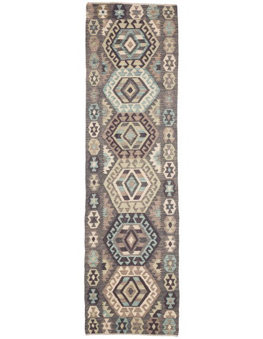 Tappeto Kilim Afghanistan 81x298 Grigio Antraci