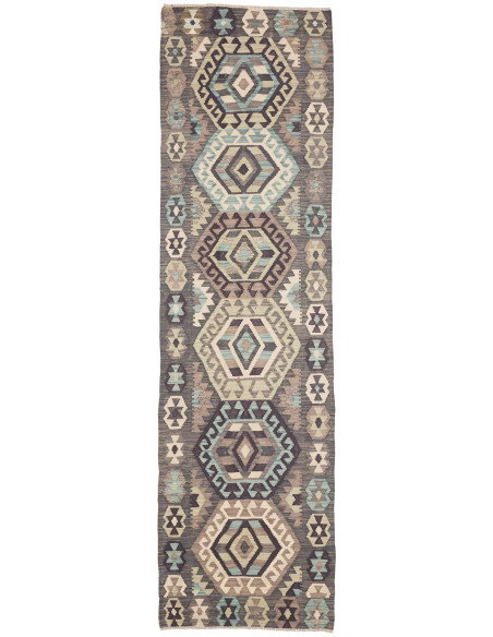 Rug Kilim Afghanistan 81x298 Charcoal Grey Mute
