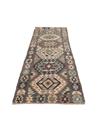 Rug Kilim Afghanistan 81x298 Charcoal Grey Mute