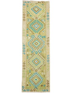 Tappeto Kilim Afghanistan 87x287 Beige Verde