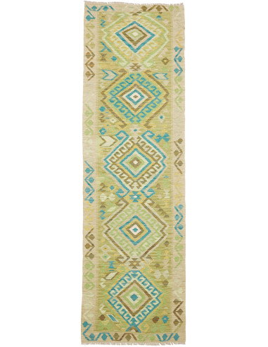 Tappeto Kilim Afghanistan 87x287 Beige Verde
