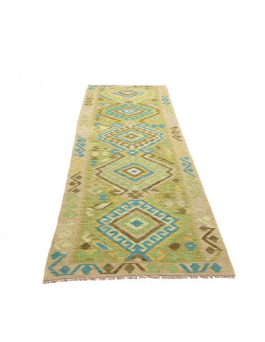 Tappeto Kilim Afghanistan 87x287 Beige Verde