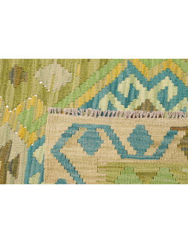 Tappeto Kilim Afghanistan 87x287 Beige Verde