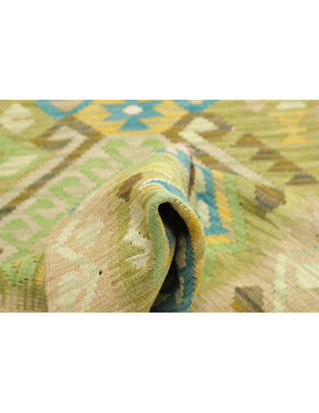 Tappeto Kilim Afghanistan 87x287 Beige Verde