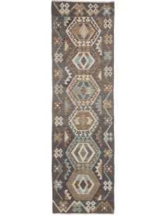 Tappeto Kilim Afghanistan 82x288 Grigio Antraci
