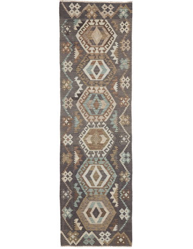 Tappeto Kilim Afghanistan 82x288 Grigio Antraci