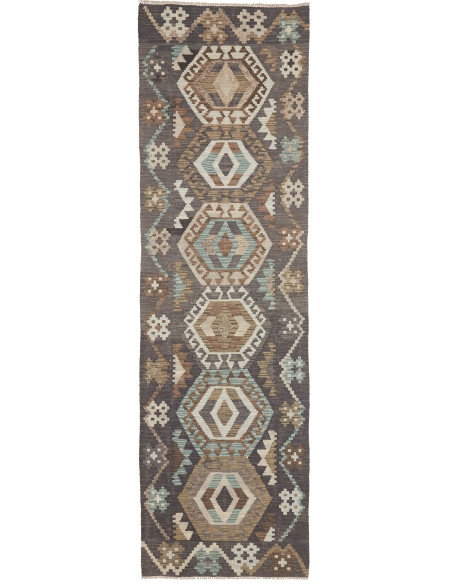 Tappeto Kilim Afghanistan 82x288 Grigio Antraci
