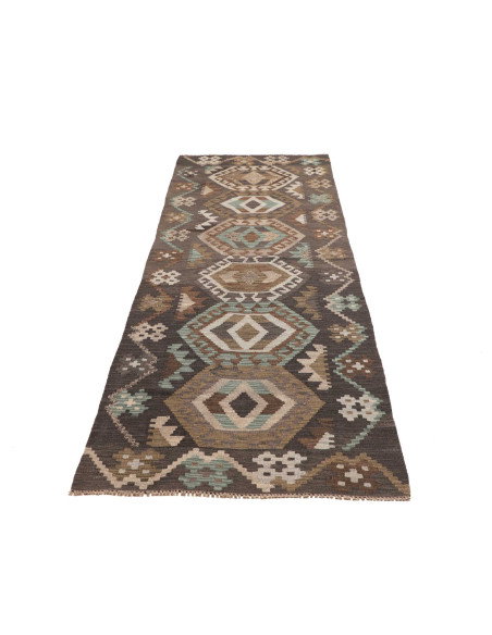Rug Kilim Afghanistan 82x288 Charcoal Grey Beig