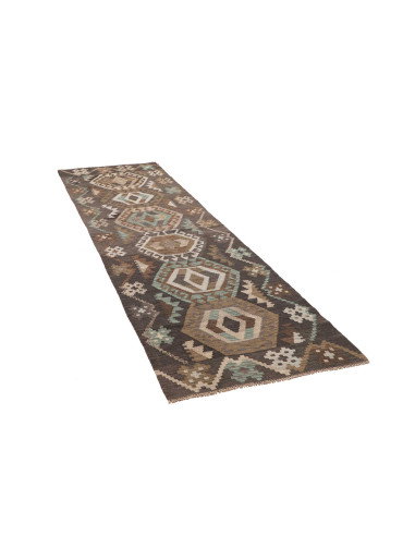 Rug Kilim Afghanistan 82x288 Charcoal Grey Beig