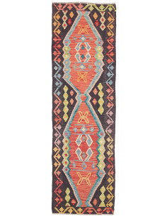 Rug Kilim Afghanistan 69x236 Charcoal Grey Cora