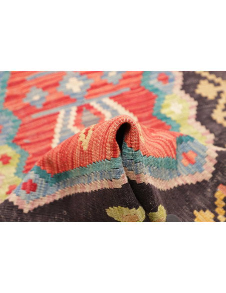 Rug Kilim Afghanistan 69x236 Charcoal Grey Cora