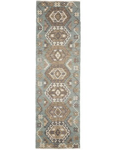 Tappeto Kilim Afghanistan 88x295 Verde Acqua Ma