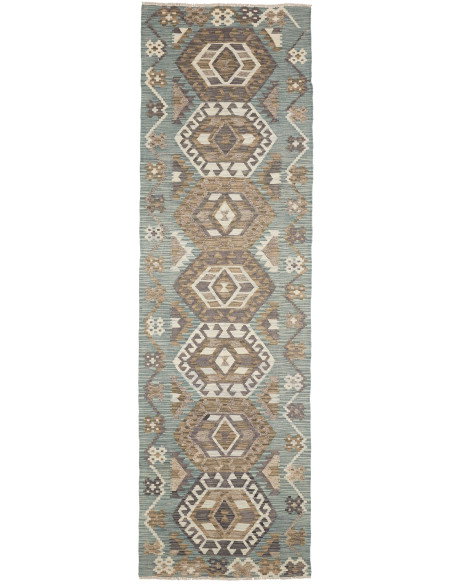 Rug Kilim Afghanistan 88x295 Teal Brown