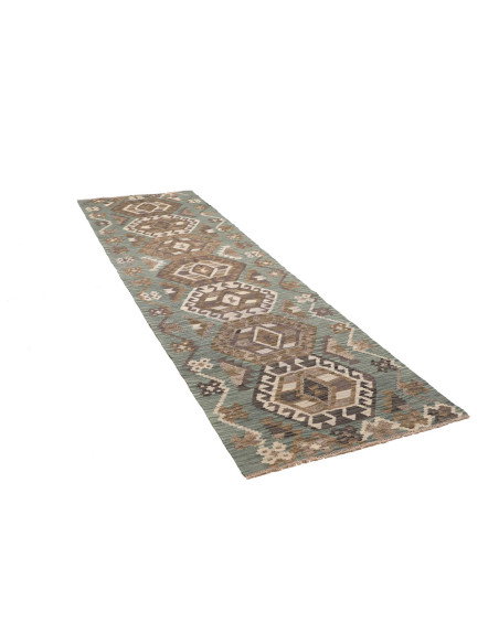Tappeto Kilim Afghanistan 88x295 Verde Acqua Ma