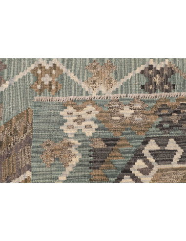 Tappeto Kilim Afghanistan 88x295 Verde Acqua Ma