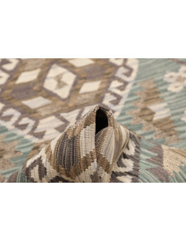 Tappeto Kilim Afghanistan 88x295 Verde Acqua Ma