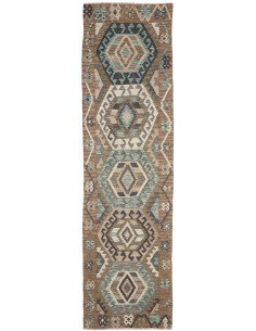 Rug Kilim Afghanistan 81x297 Earthy Brown Turqu