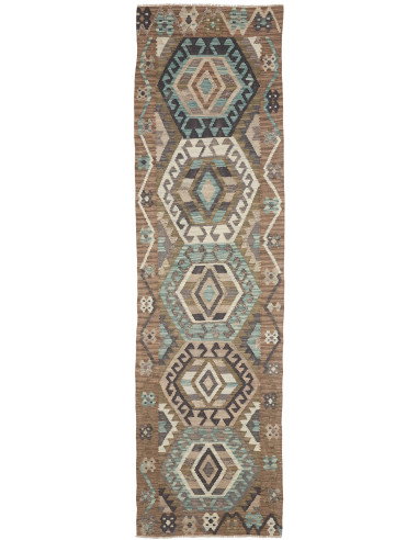 Rug Kilim Afghanistan 81x297 Earthy Brown Turqu