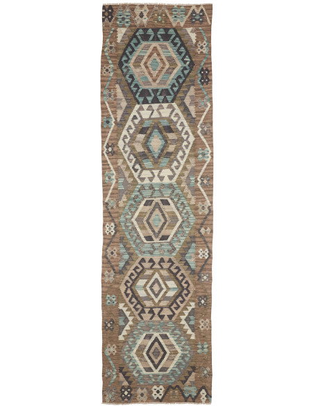 Tappeto Kilim Afghanistan 81x297 Marrone Terra