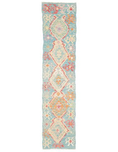 Tappeto Kilim Afghanistan 53x241 Azzurro Turche