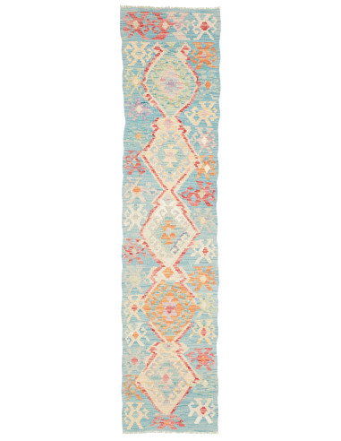 Tappeto Kilim Afghanistan 53x241 Azzurro Turche