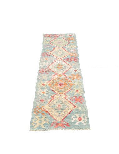 Tappeto Kilim Afghanistan 53x241 Azzurro Turche