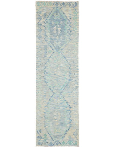 Tappeto Kilim Afghanistan 87x296 Blu Chiaro Acq