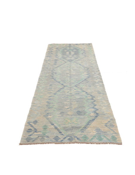 Tappeto Kilim Afghanistan 87x296 Blu Chiaro Acq
