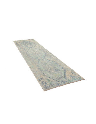 Tappeto Kilim Afghanistan 87x296 Blu Chiaro Acq