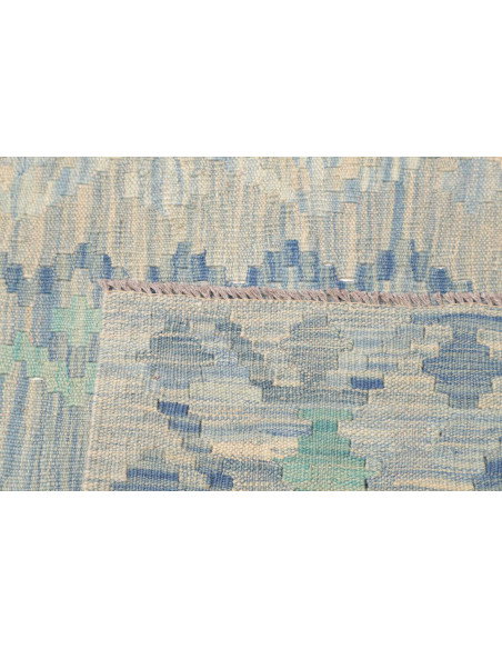 Tappeto Kilim Afghanistan 87x296 Blu Chiaro Acq