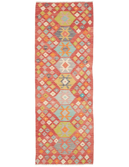 Tappeto Kilim Afghanistan 87x238 Rosso Terracot