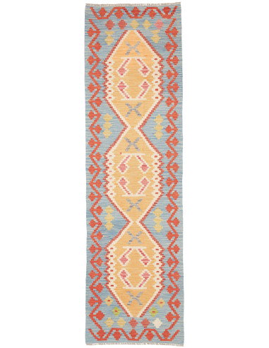 Tappeto Kilim Afghanistan 73x251 Azzurro Giallo