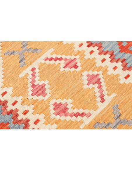 Tappeto Kilim Afghanistan 73x251 Azzurro Giallo
