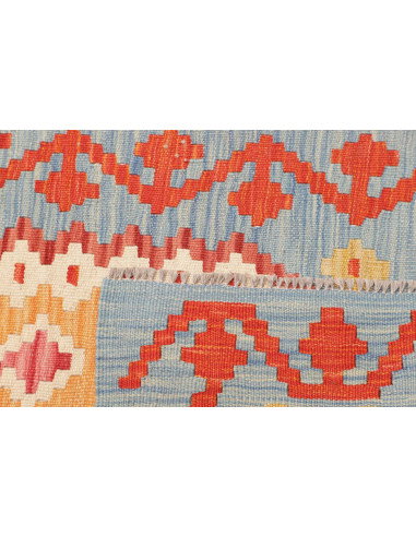 Tappeto Kilim Afghanistan 73x251 Azzurro Giallo